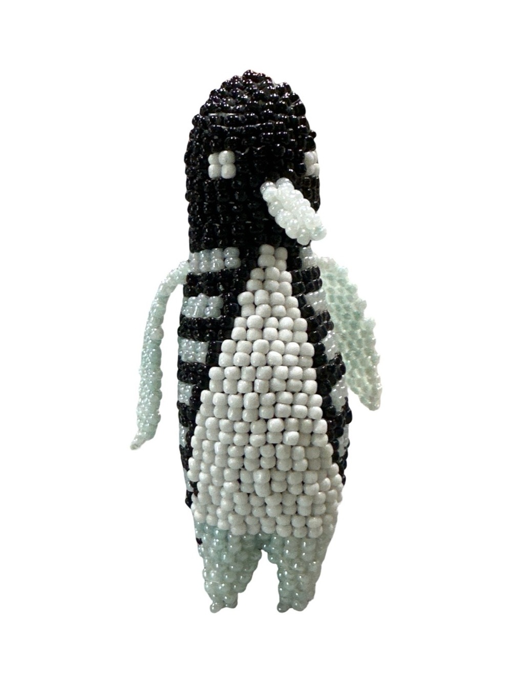 Beaded Penguin Figurine - Black, White, Pale Mint